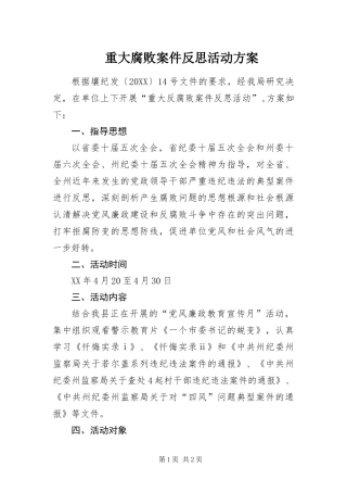 2024年重大腐败案件反思活动方案
