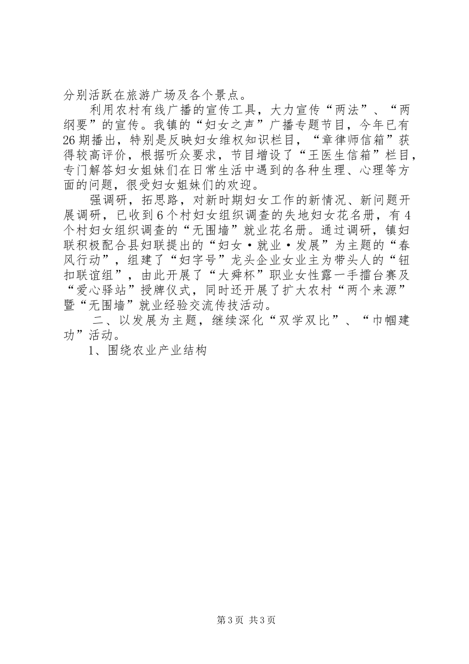 2024年镇妇女工作年度总结年终总结_第3页