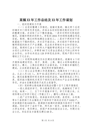 2024年镇工作总结及工作谋划
