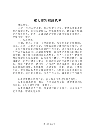 2024年重大事项推进意见