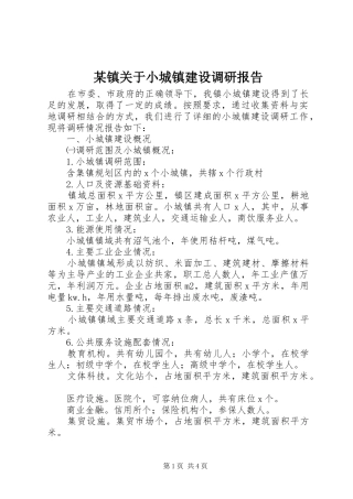 2024年镇关于小城镇建设调研报告
