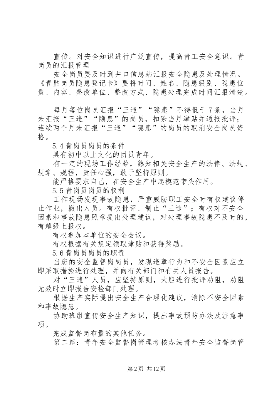 2024年青年安全监督岗人员管理办法标准_第2页