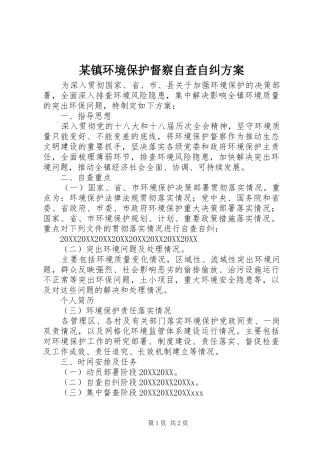 2024年镇环境保护督察自查自纠方案