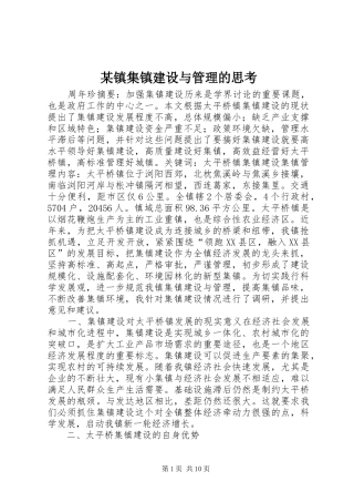 2024年镇集镇建设与管理的思考