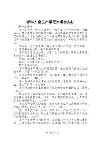 2024年青年安全生产示范岗考核办法