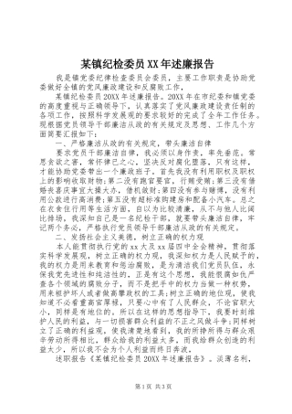 2024年镇纪检委员述廉报告