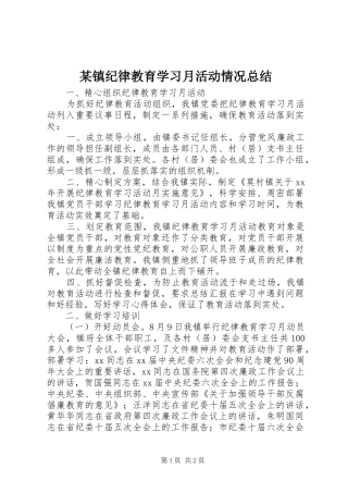 2024年镇纪律教育学习月活动情况总结