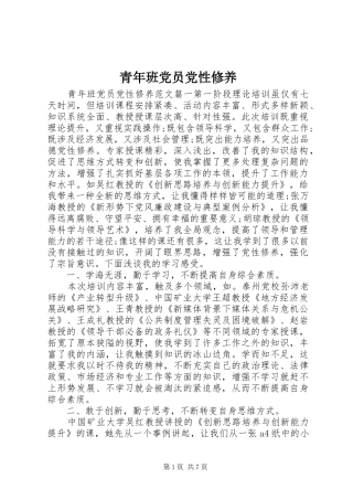 2024年青年班党员党性修养