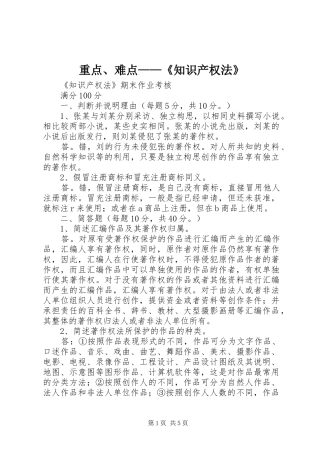 2024年重点难点知识产权法