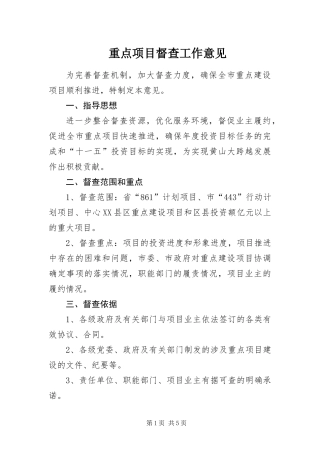 2024年重点项目督查工作意见