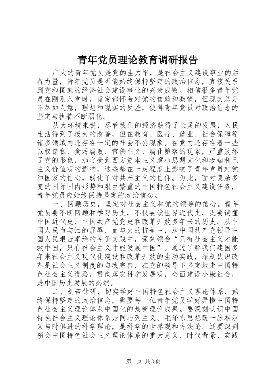 2024年青年党员理论教育调研报告_第1页