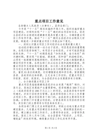 2024年重点项目工作意见