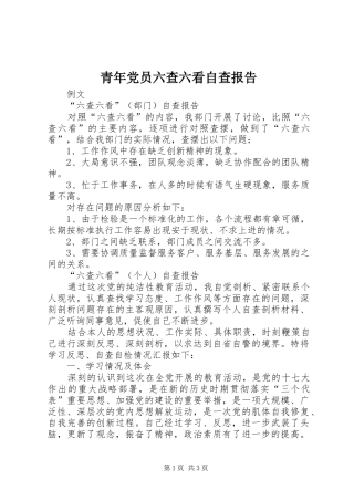 2024年青年党员六查六看自查报告