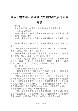 2024年重点长输管道企业及已发现的油气管道安全隐患