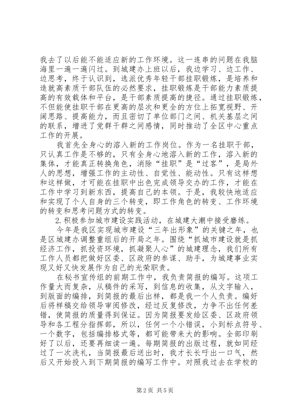 2024年青年干部挂职锻炼总结_第2页