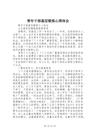 2024年青年干部基层锻炼心得体会