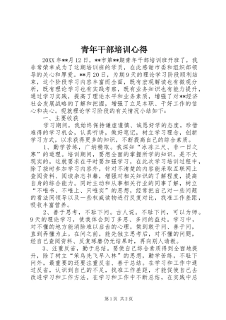 2024年青年干部培训心得