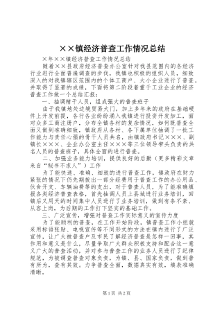 2024年镇经济普查工作情况总结
