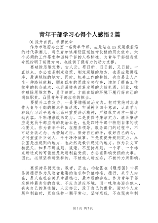 2024年青年干部学习心得个人感悟篇
