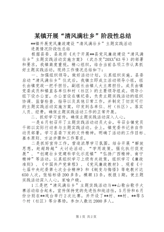 2024年镇开展清风满壮乡阶段性总结