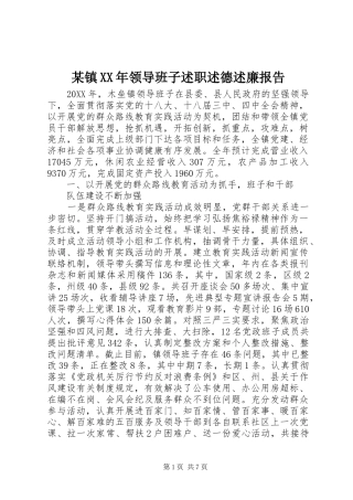 2024年镇领导班子述职述德述廉报告