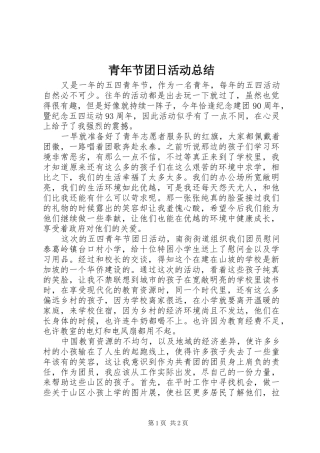 2024年青年节团日活动总结