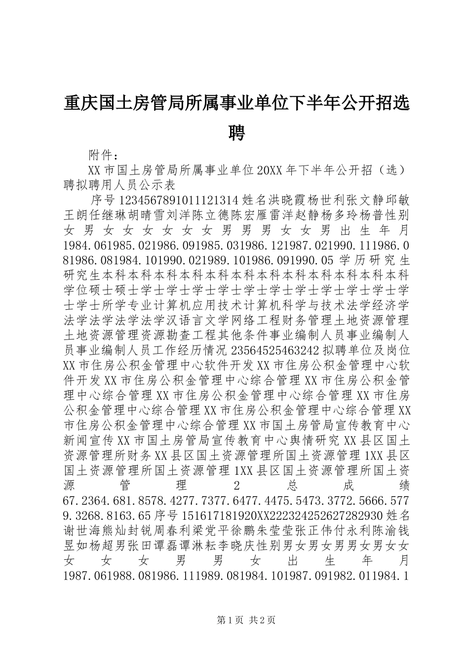 2024年重庆国土房管局所属事业单位下半年公开招选聘_第1页