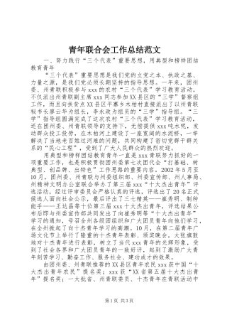 2024年青年联合会工作总结范文
