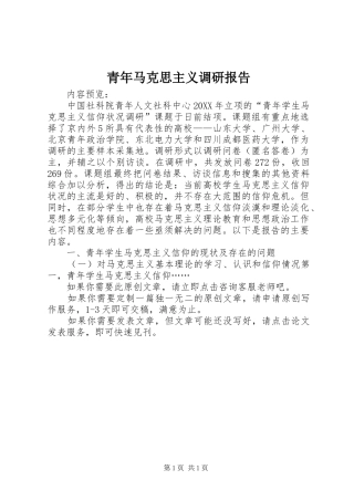 2024年青年马克思主义调研报告