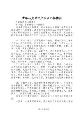 2024年青年马克思主义培训心得体会