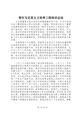 2024年青年马克思主义培养工程培训总结