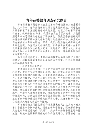 2024年青年品德教育调查研究报告