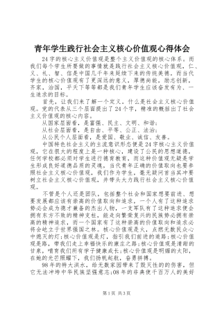 2024年青年学生践行社会主义核心价值观心得体会