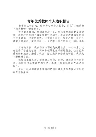 2024年青年优秀教师个人述职报告