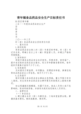 2024年青年镇食品药品安全生产目标责任书