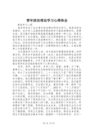 2024年青年政治理论学习心得体会
