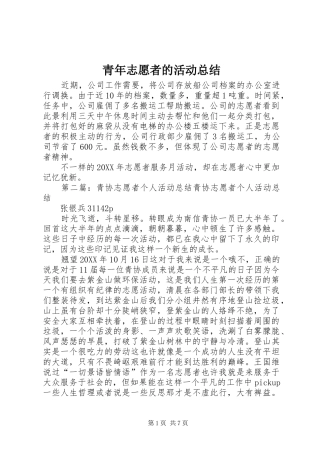 2024年青年志愿者的活动总结