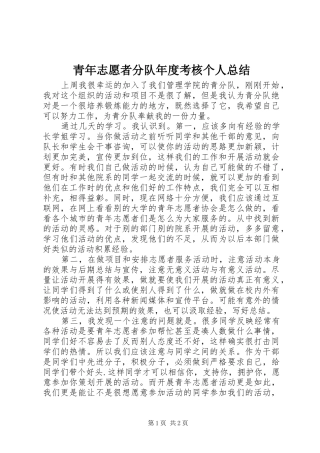 2024年青年志愿者分队年度考核个人总结