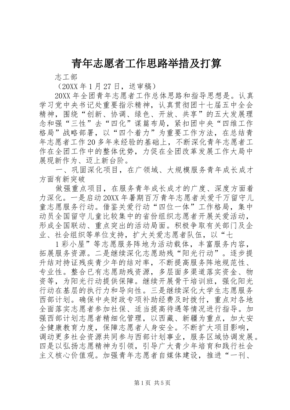 2024年青年志愿者工作思路举措及打算_第1页