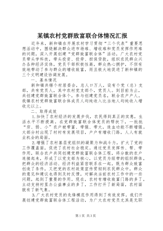 2024年镇农村党群致富联合体情况汇报