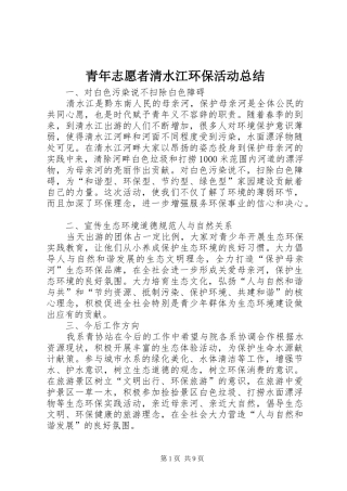 2024年青年志愿者清水江环保活动总结