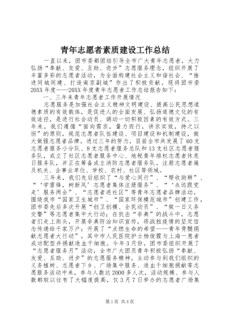 2024年青年志愿者素质建设工作总结