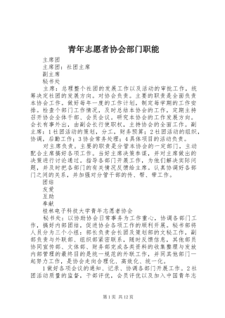 2024年青年志愿者协会部门职能