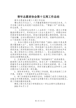 2024年青年志愿者协会第十五周工作总结