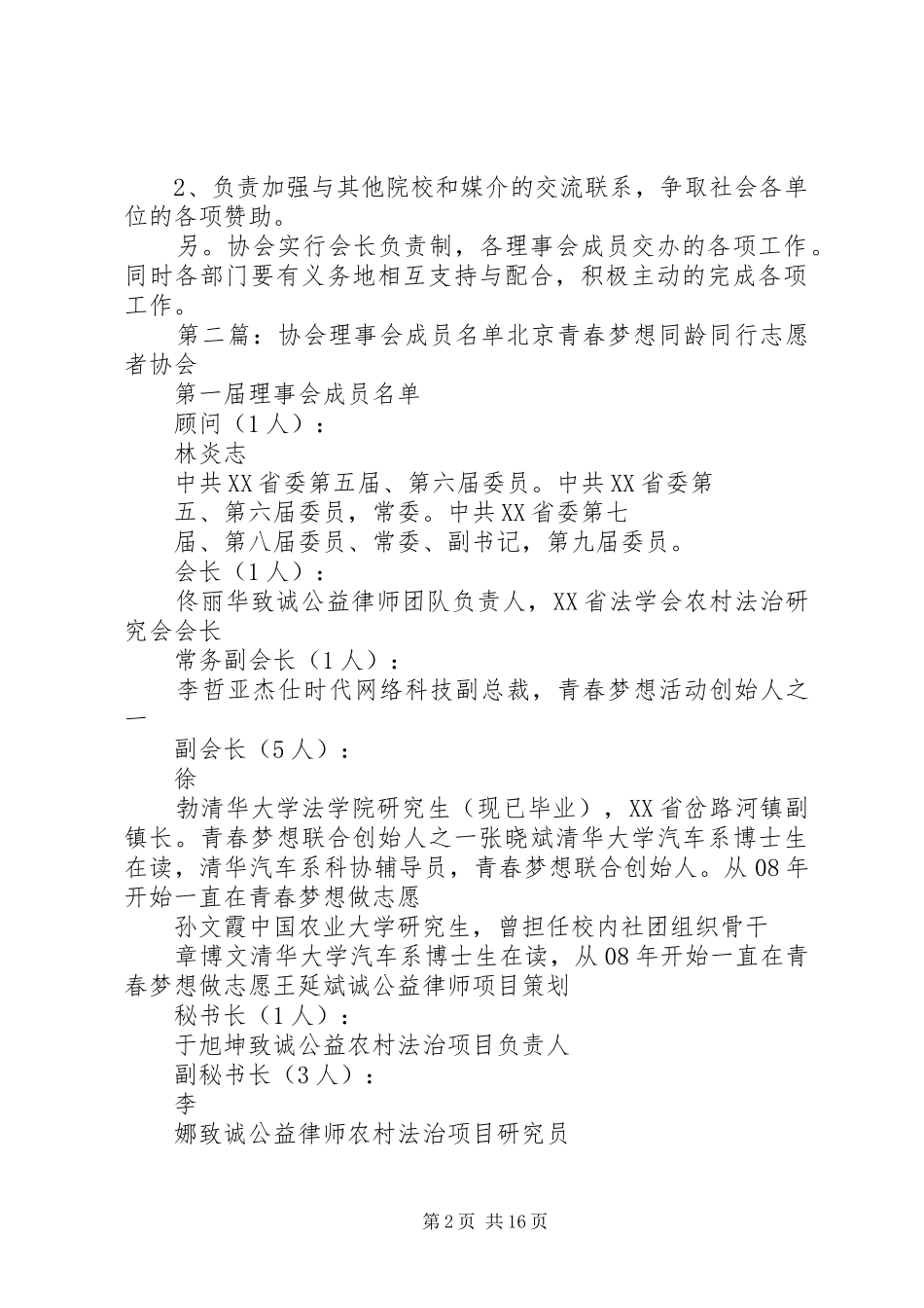 2024年青年志愿者协会理事会成员职位及职责_第2页
