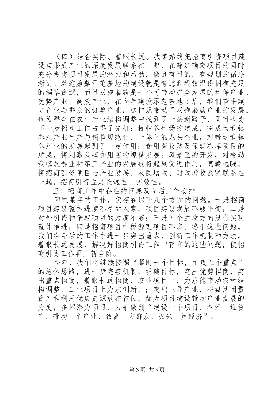 2024年镇去年招商引资工作总结_第3页
