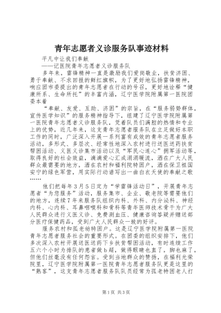 2024年青年志愿者义诊服务队事迹材料
