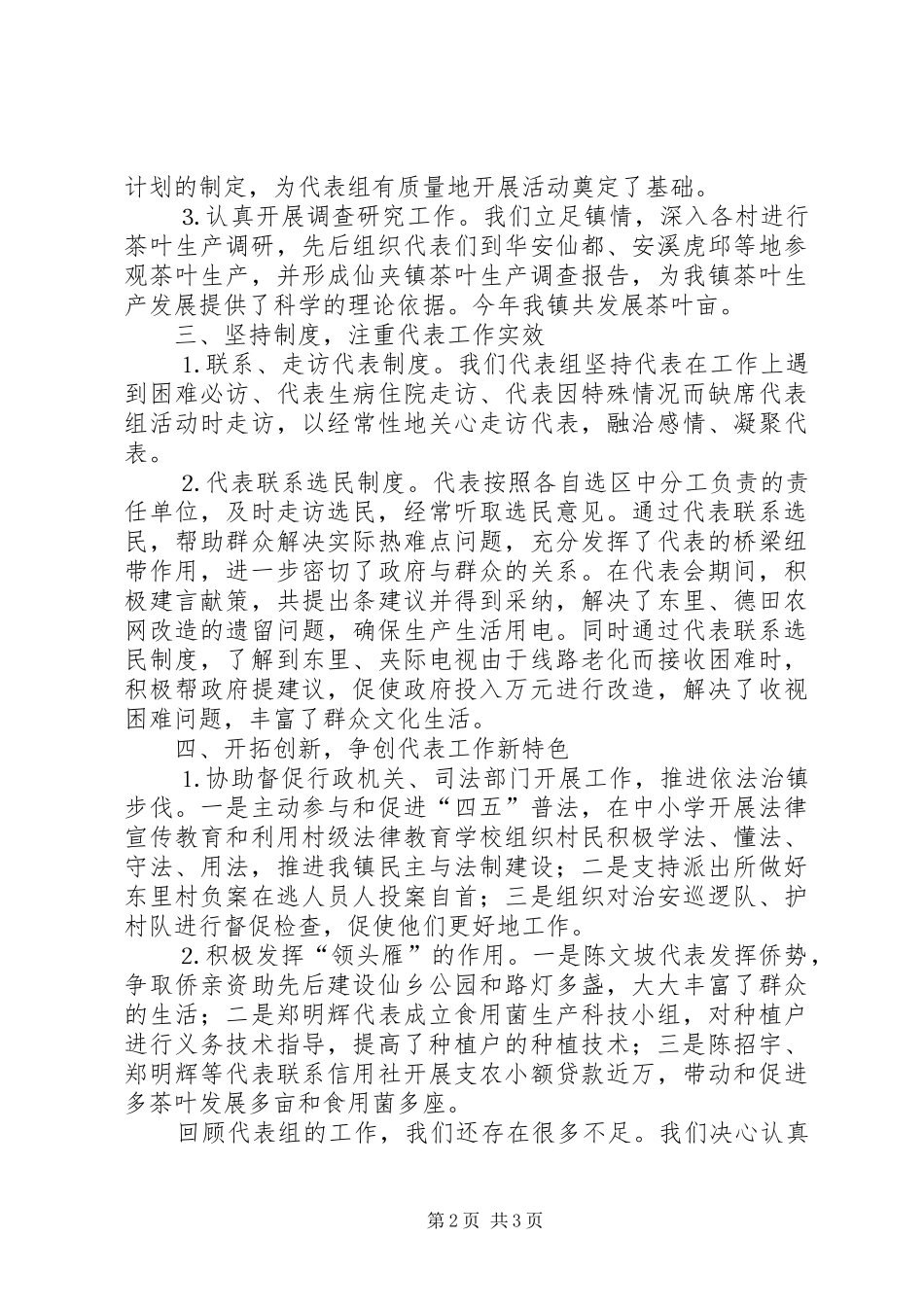 2024年镇人大代表组的工作总结_第2页