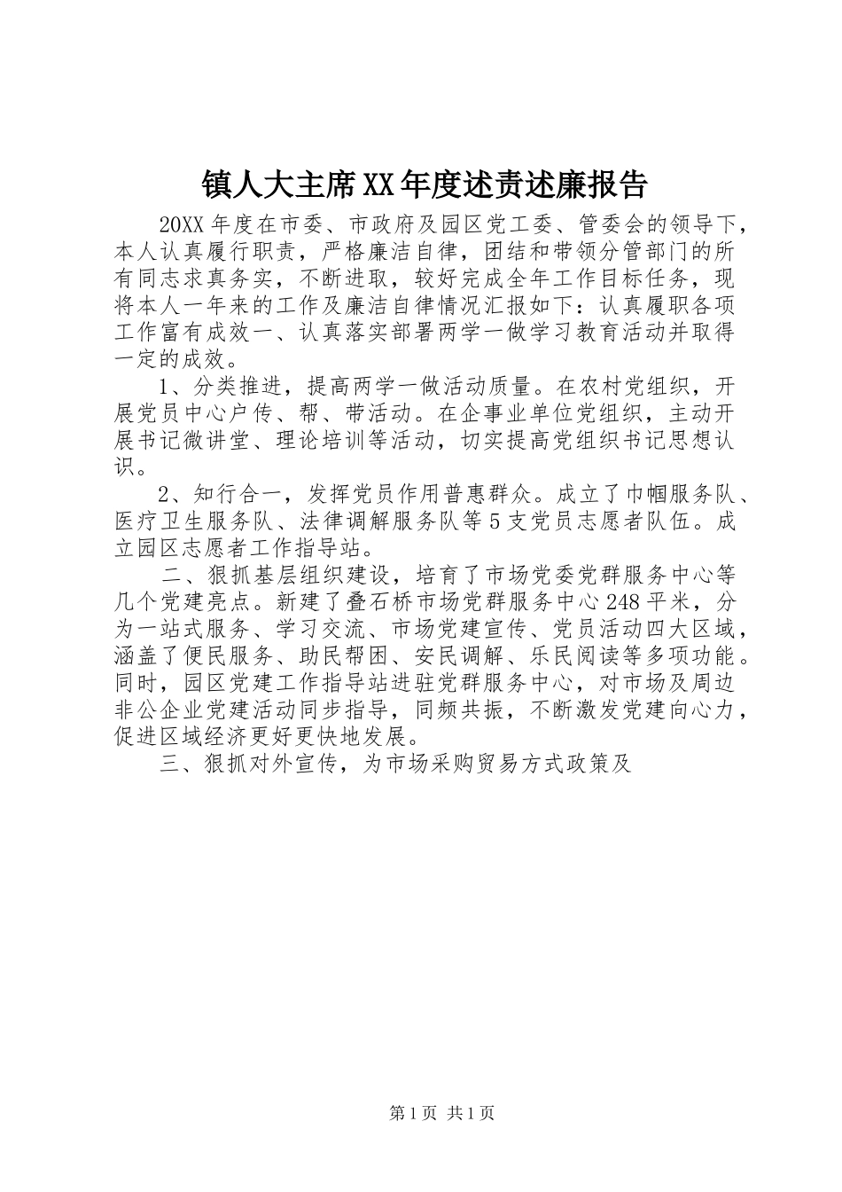 2024年镇人大主席年度述责述廉报告_第1页