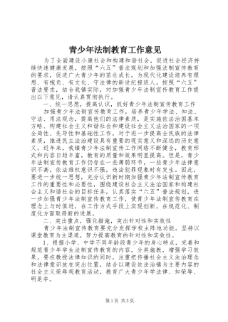 2024年青少年法制教育工作意见